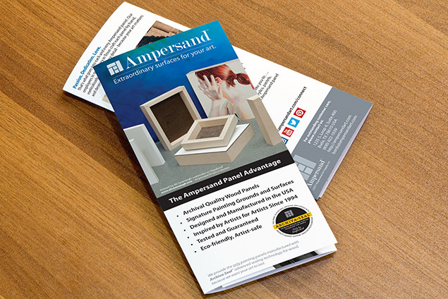 A quad-fold brochure designed by Jim Chapin for Ampersand Art Supply