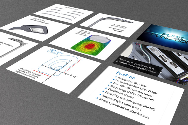 a sampling of presentation slides designed by Jim Chapin for Philips Gardco