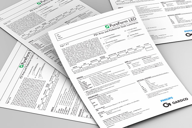 A submittal data sheet designed by Jim Chapin for Philips Gardco